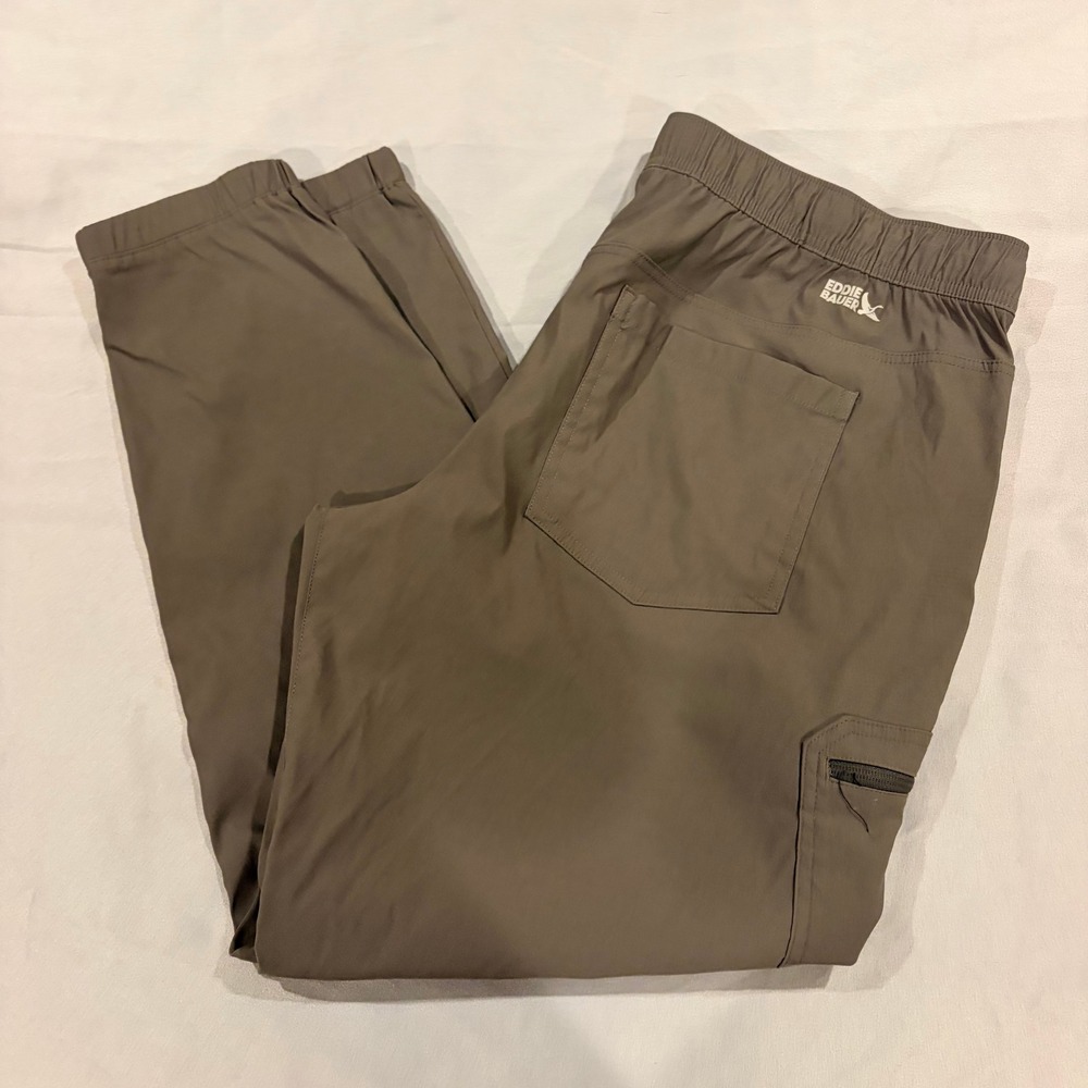 Eddie Bauer Mens XL Jogger Pants Grey Hiking Outdoor Cargo Pockets Stretch